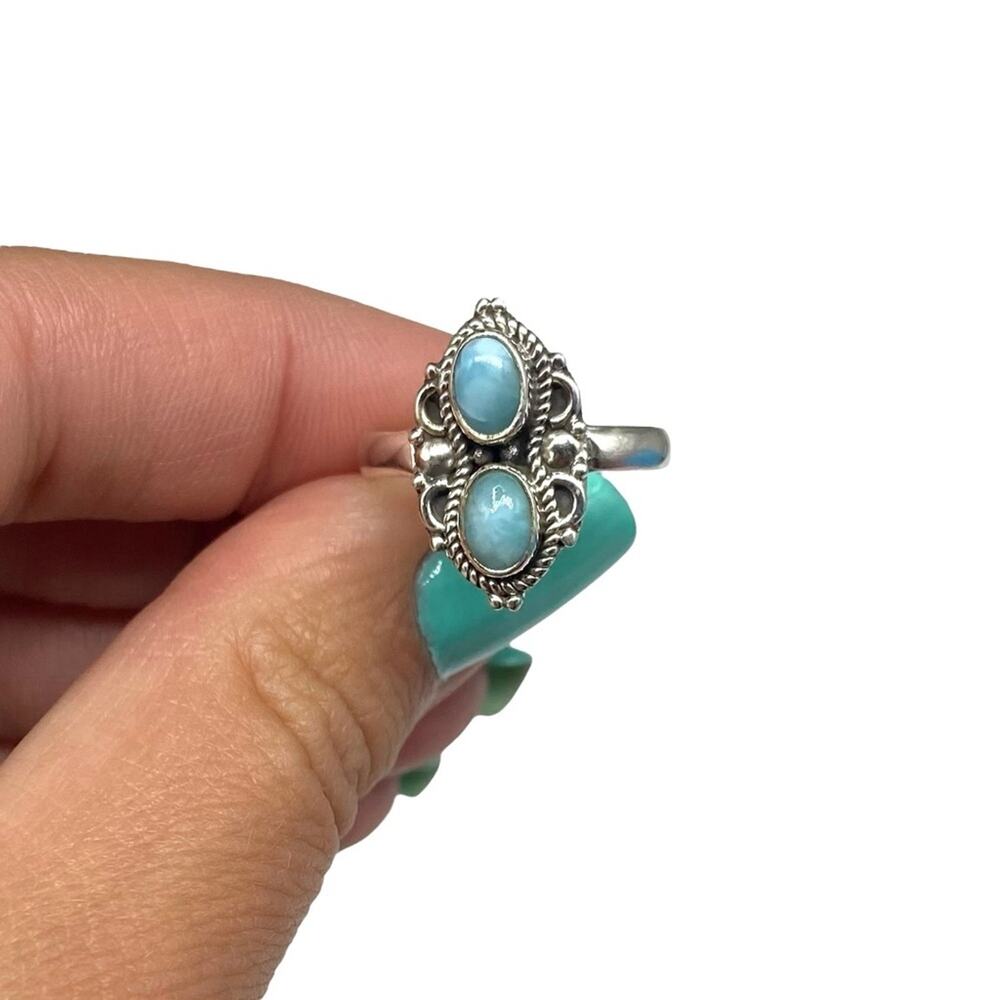 Larimar Ring Size 8 Solid 925 Sterling Silver - image 4